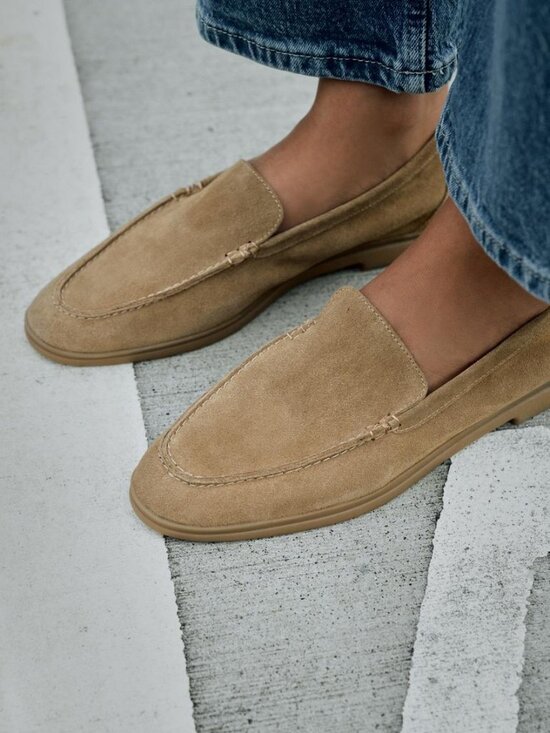 Zara Shoes - New Zara Sandy Brown Split Soft Suede Loafers, size 36